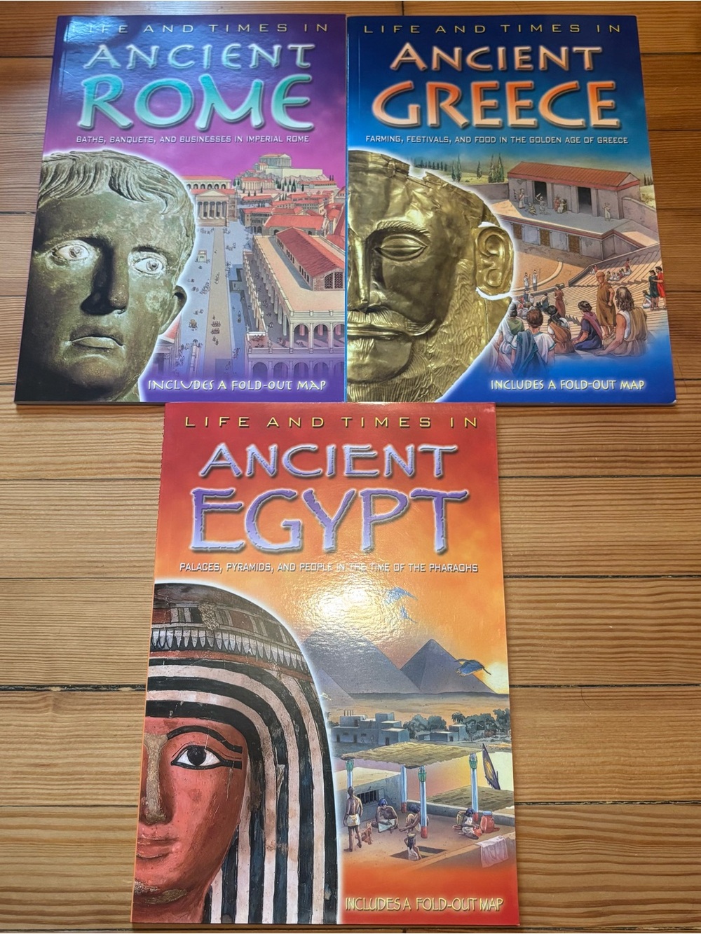 Lot of 3 Life and Times in Ancient Rome, Greece, and Egypt Books